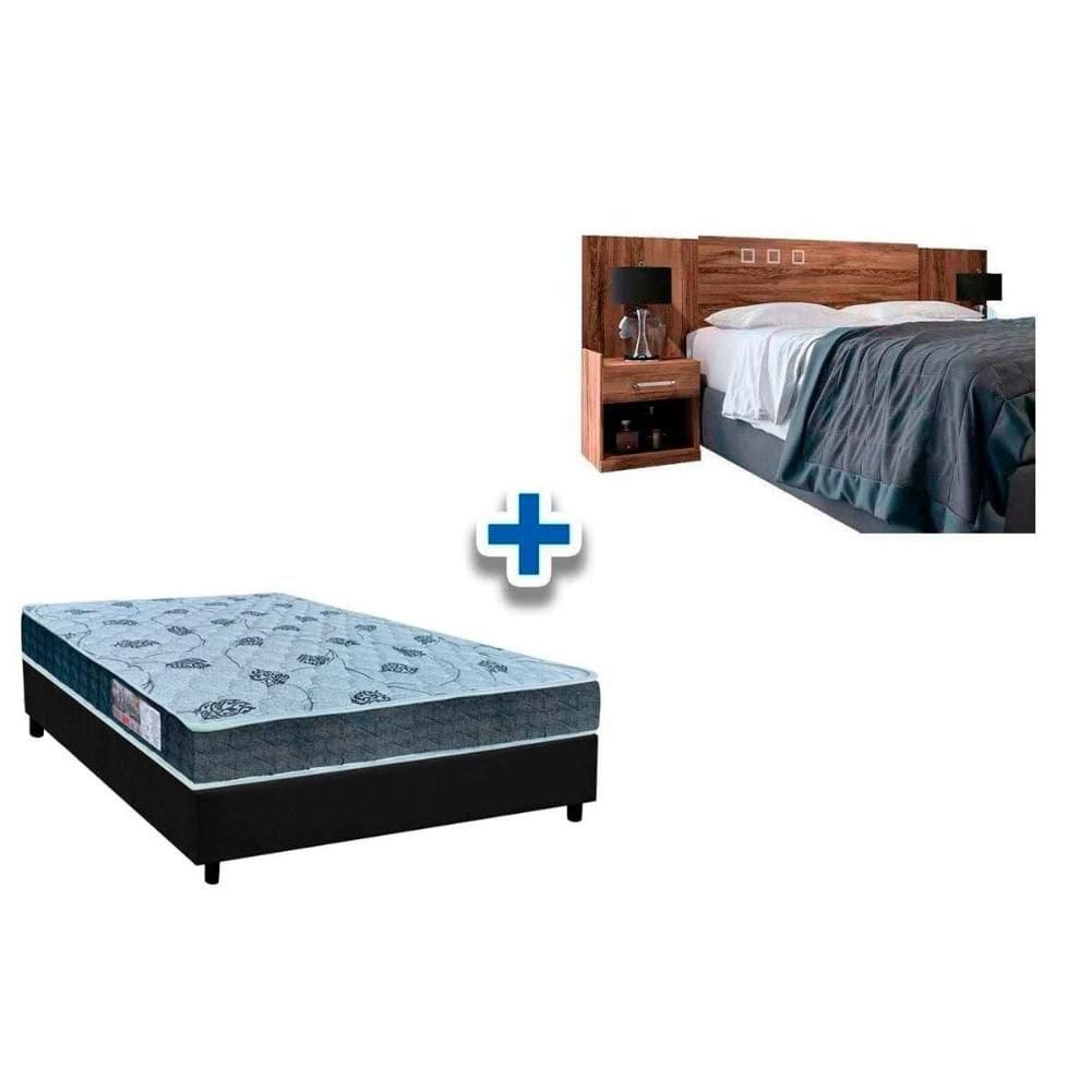 Cama Box Casal CRC + Colchão D45 Cecina + Cabeceira Plus Atacama-Jatobá