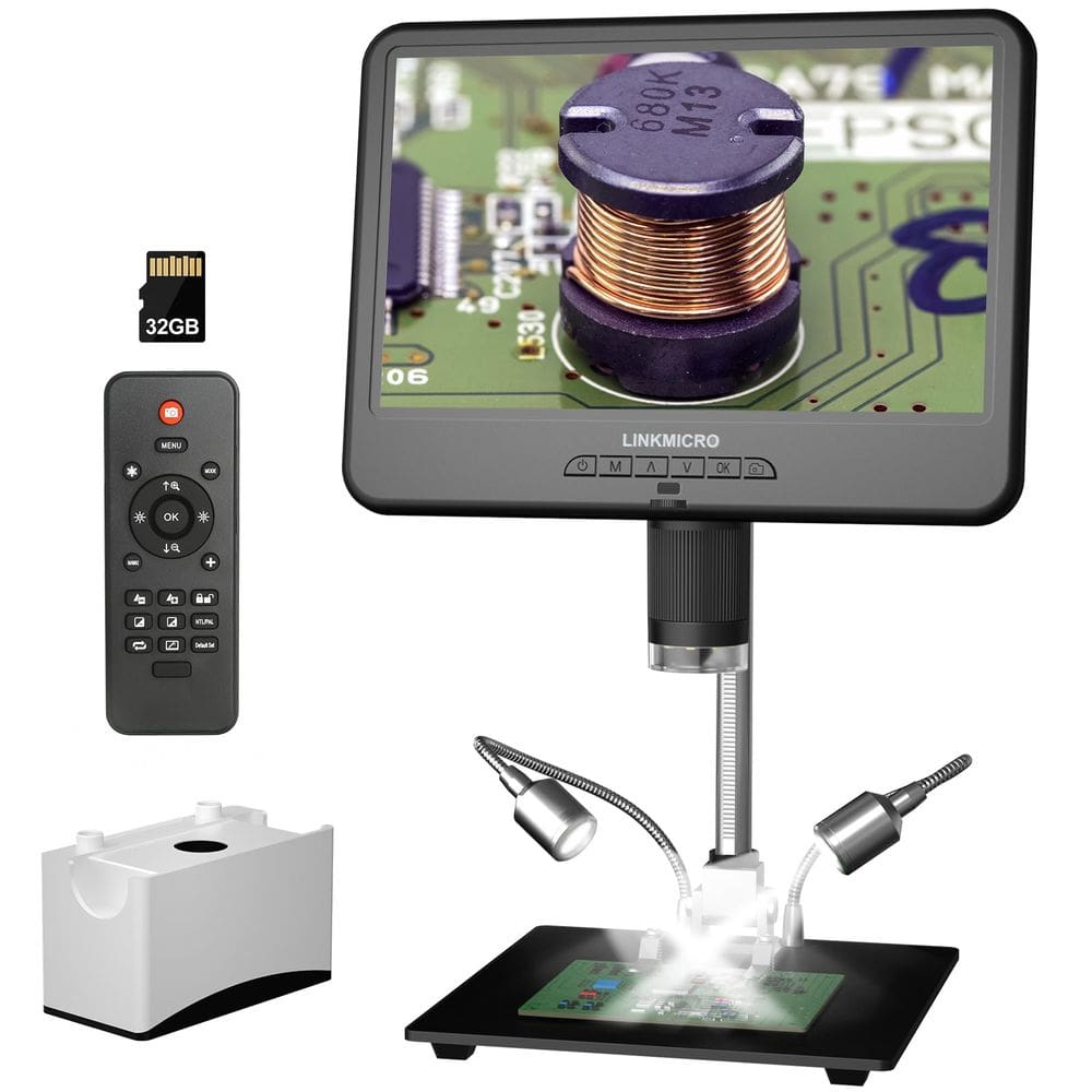 Microscópio digital LINKMICRO LM210 LCD 260X de 10,1 polegadas com suporte