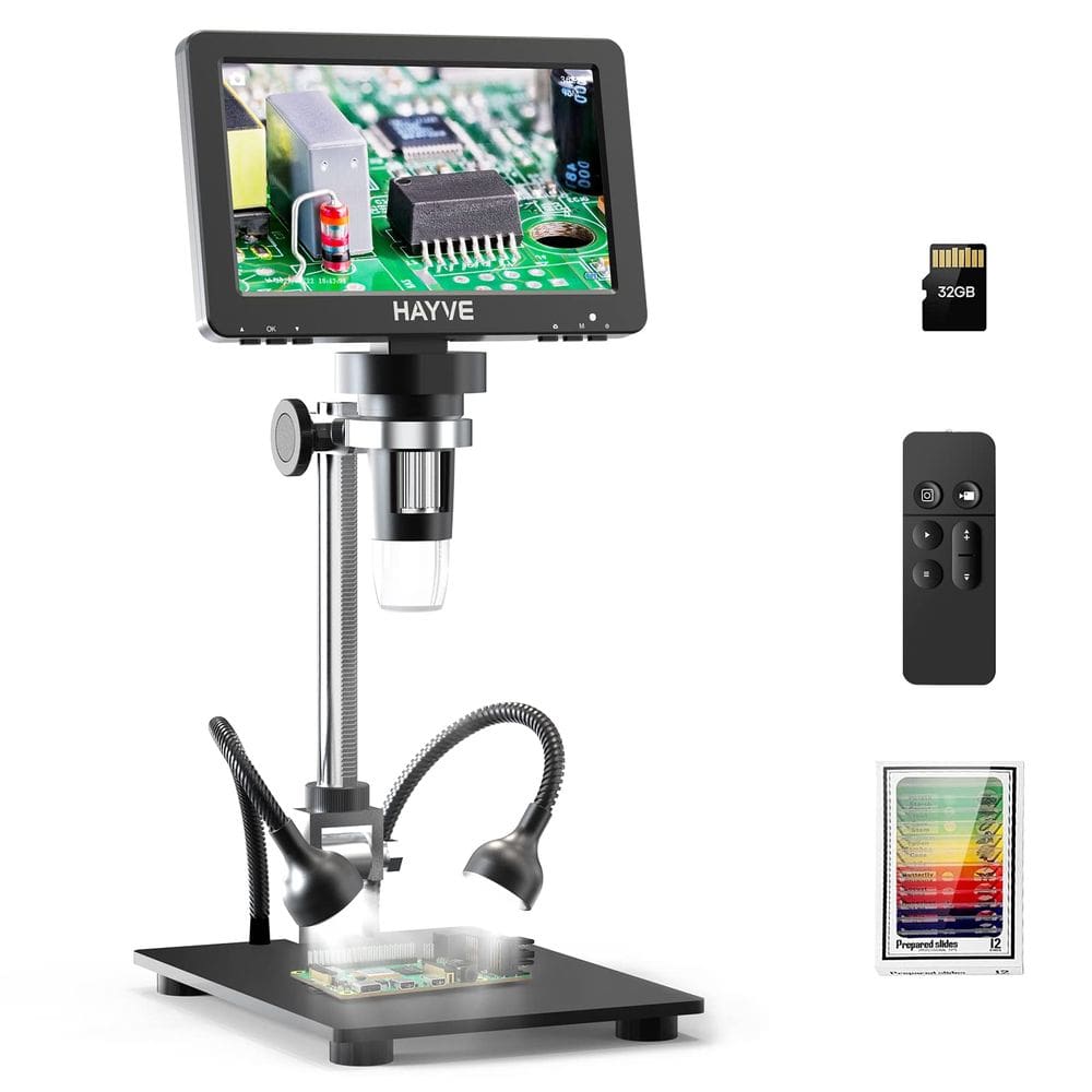 Microscópio Hayve 7" HDMI Digital 1200X com tela IPS de 16 MP