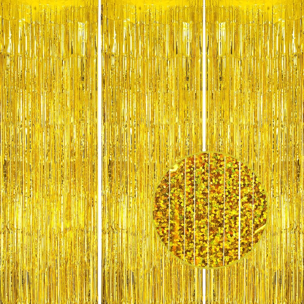 Pano de fundo com franja metálica DECOCKRAT Laser Gold Tinsel 1x2,5 m 3 Pa
