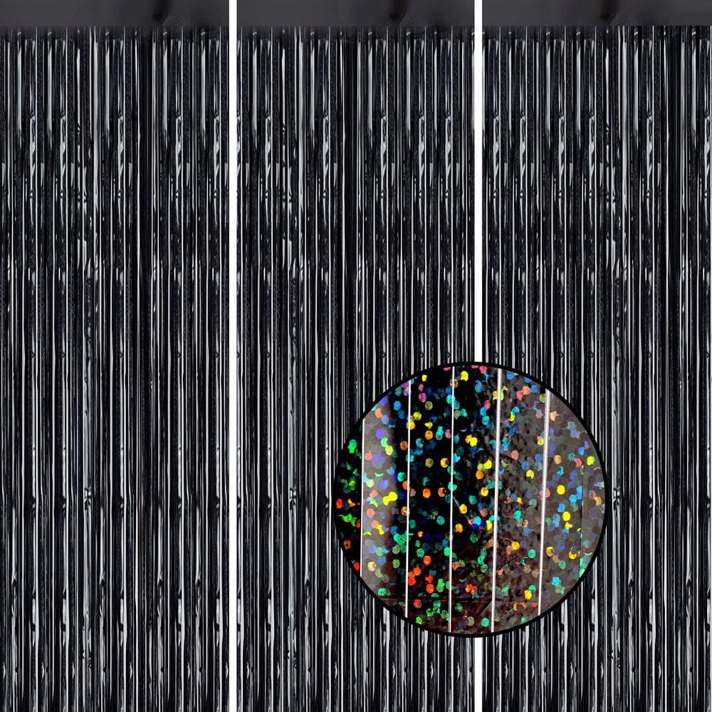 Pano de fundo com franja metálica DECOCKRAT Laser Black Shiny Tinsel x3