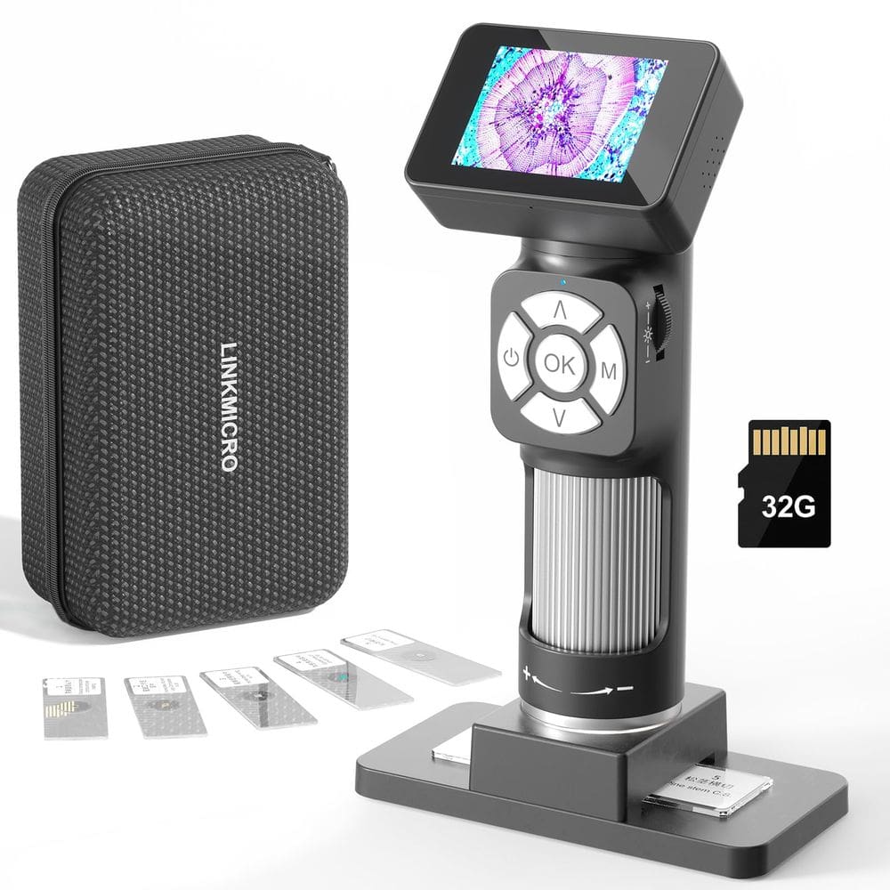 Microscópio LINKMICRO LM112 para crianças de 8 a 12 anos com 2 telas 500X