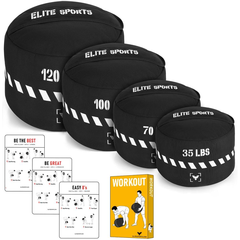 Bolsa de areia de treino Elite Sports Pro Heavy-Duty 54,4 kg preta