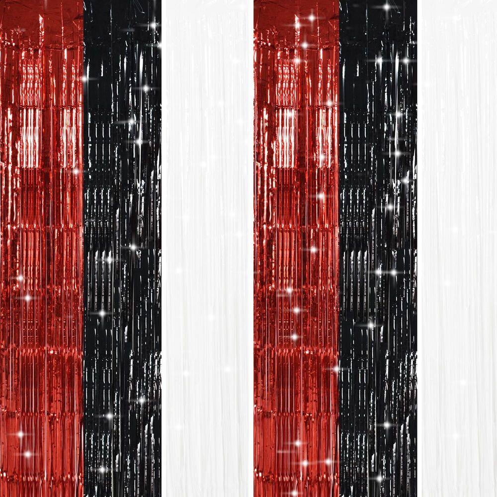 Party Streamers Decoration TONIFUL Door Backdrop Preto Vermelho