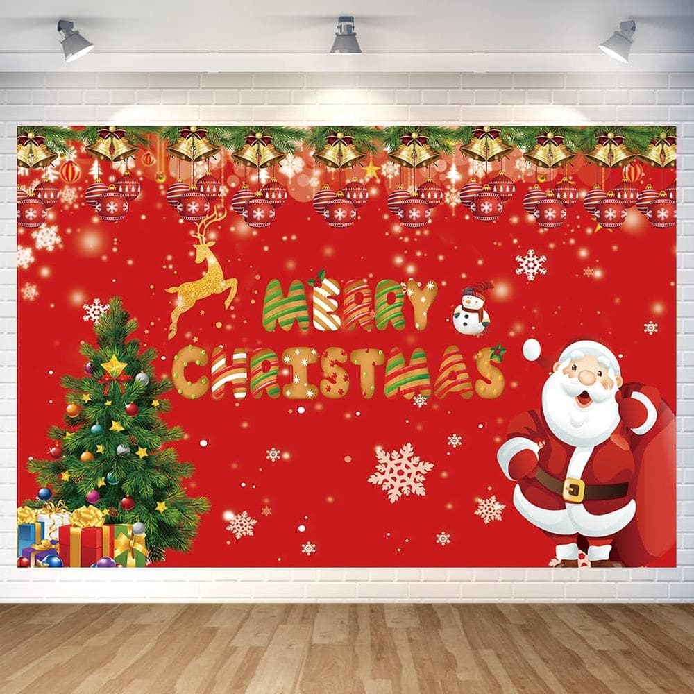 Decoração de Natal Backdrop Seatour Merry Christmas Red