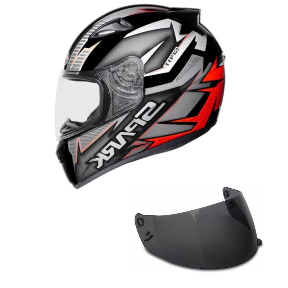 Capacete Ebf New Spark Spot Preto e Vermelho Mais Viseira Fumê
