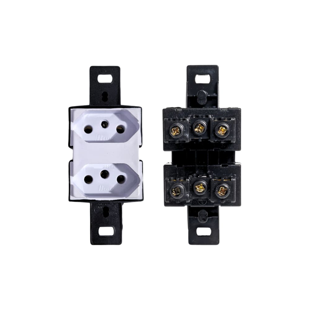 Tomada Dupla 10A 250V Branca - Blux