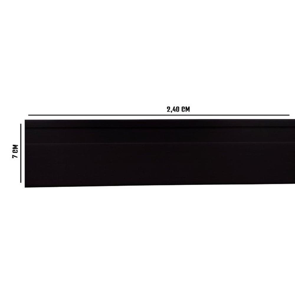 Kit com 10 Barras Rodapé de PVC 7cm x 15mm x 2,40m Master Bariri 24m Preto