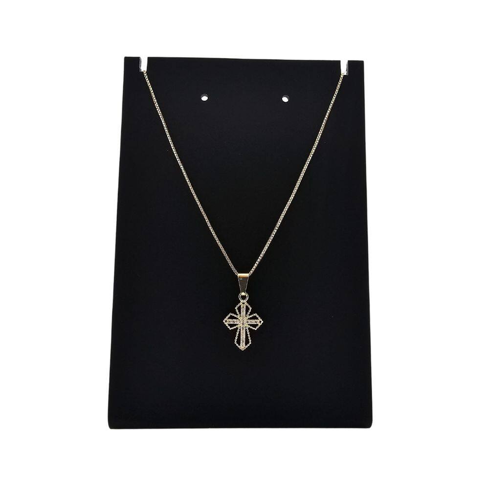 Colar Cruz com Zircônias Folheado a Ouro 18K