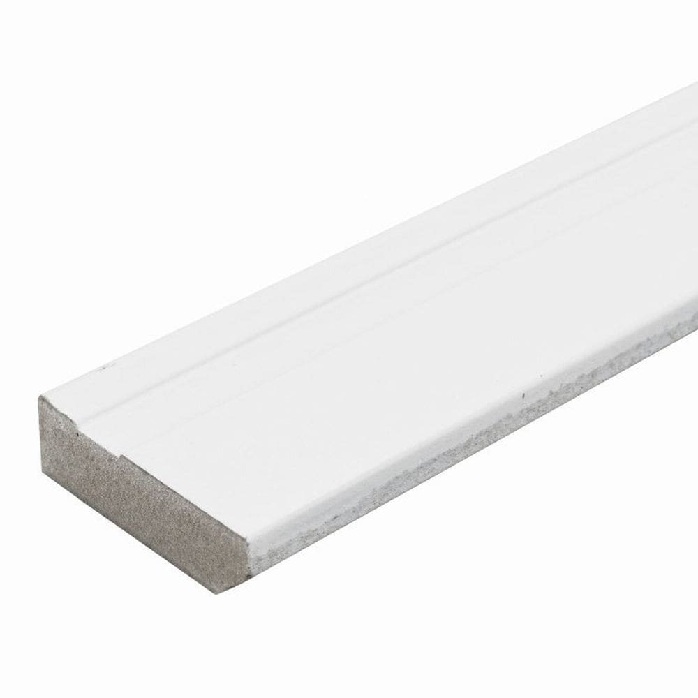 Kit com 3 Barras Rodapé de MDF 5cm x 15mm x 2.20m Revestido Frisado Casablanca 6,6m Branco