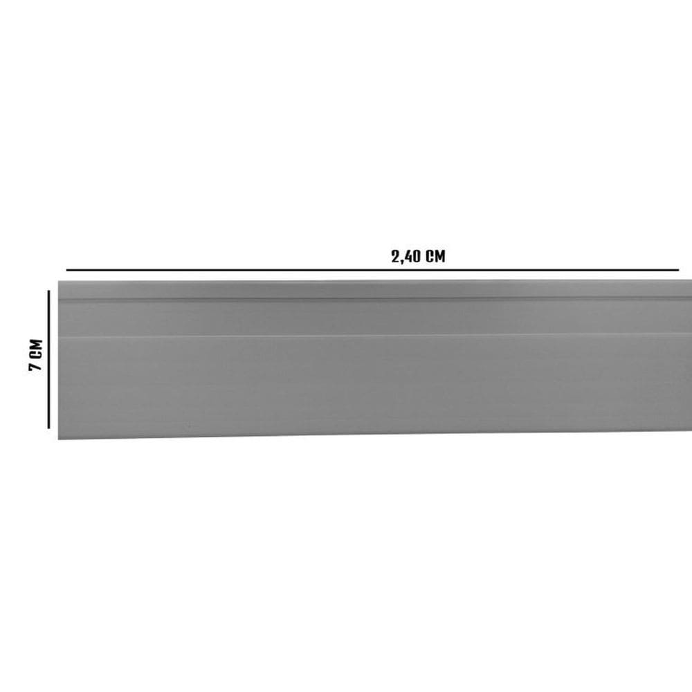 Kit com 3 Barras Rodapé de PVC 7cm x 15mm x 2,40m Master Bariri 7,2m Cinza