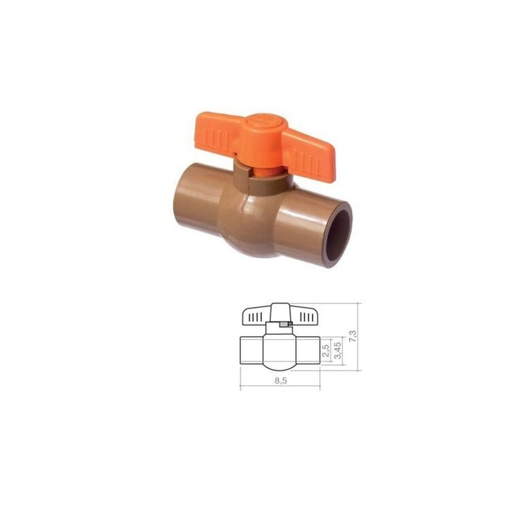 Kit 3 Registros Esfera Soldavel 50mm Civitt Marrom