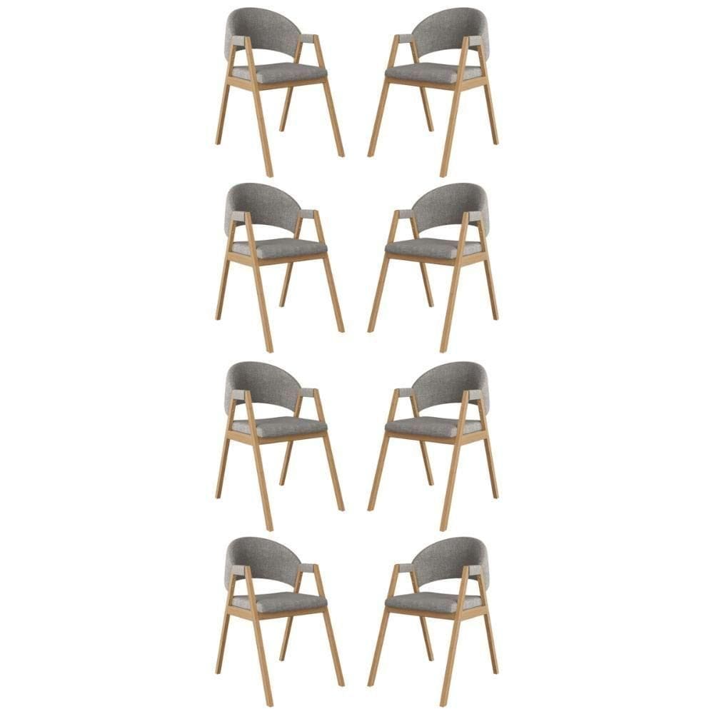 Kit 8 Cadeiras Mesa Jantar Suellen Versátil Reforçada Linho Grafite