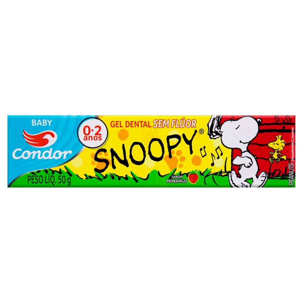 Gel Dental sem Flúor Morango Snoopy Condor Baby Caixa 50g