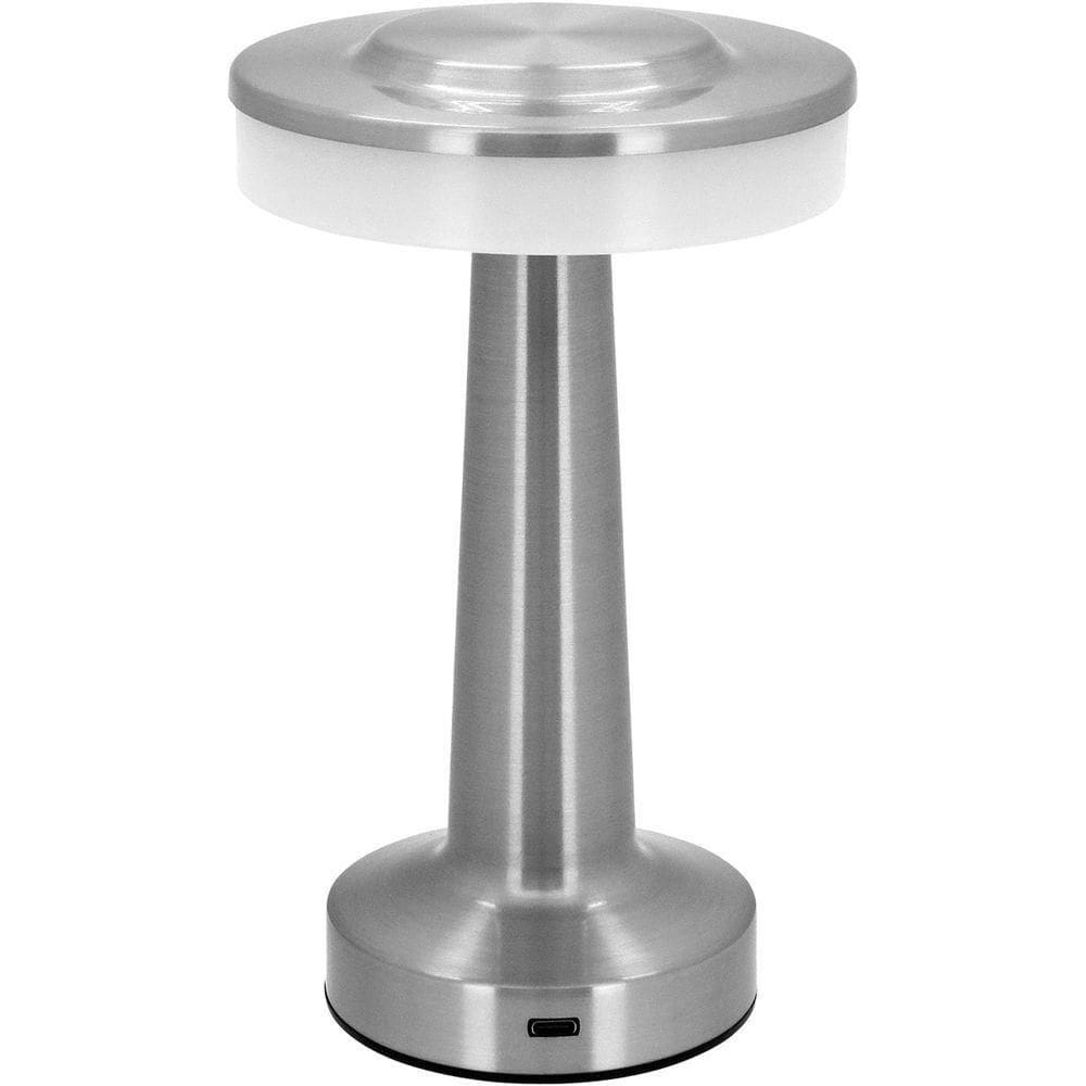 Luminária Abajur Led Mesa Usb Metal 20x12x12cm Prata