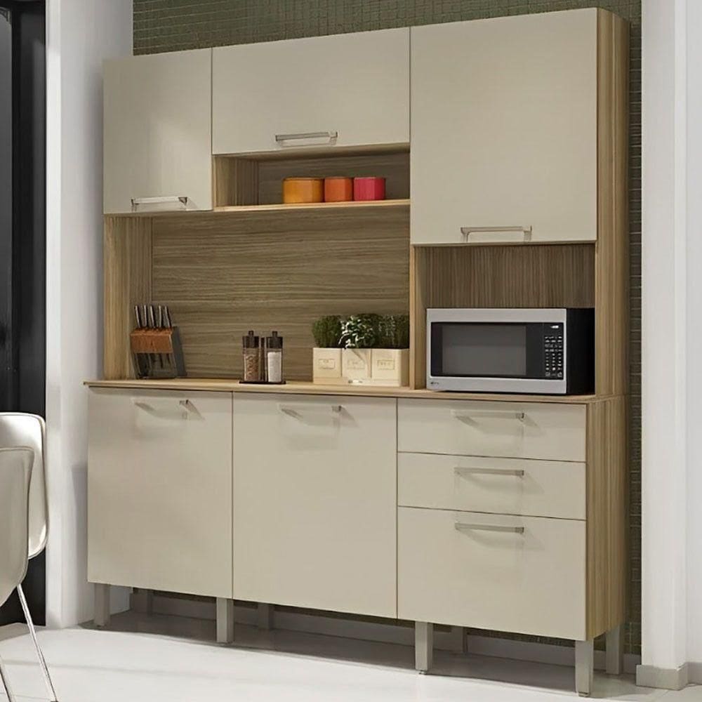 Cozinha Compacta Ferrara Em Mdp 6 Portas Paraná Freijó/vanilla