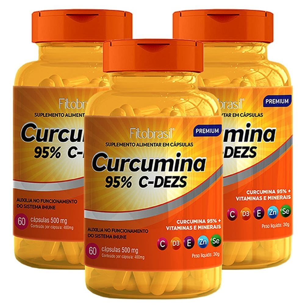 Curcumina C-DESZ kit com 3 unidades (Curcumina, vitamina C, D, E, selênio e zinco) - 60 cáps