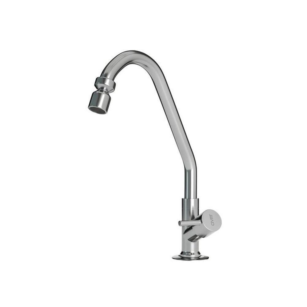 Kit 2 Torneiras Cozinha Bancada Metal Alavanca Civitt Cinza