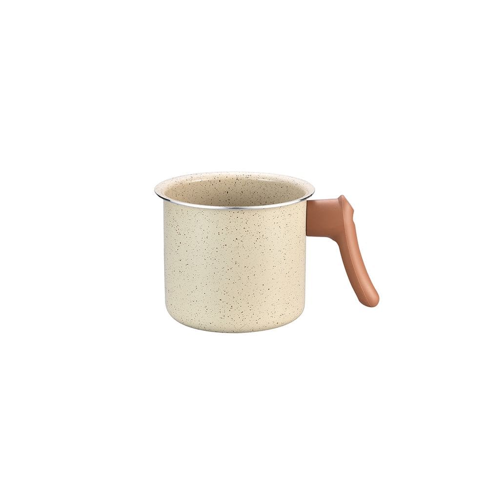 leiteira antiaderente 12cm de ceramica e aluminio bege - Oikos