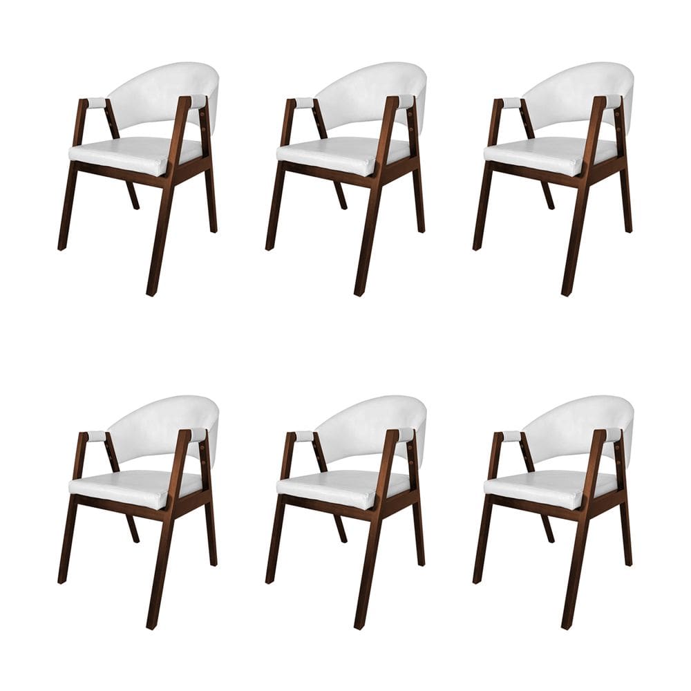 Kit 6 Cadeiras De Jantar Madeira Maciça Mogno Premium Helen Facto Branco