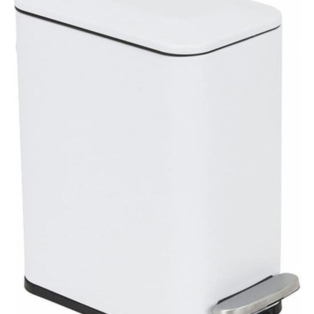 Lixeira De Chão Para Banheiro 5l Metal 29x14x27cm - Branco