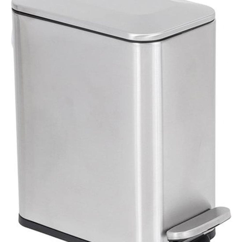Lixeira De Chão Para Banheiro 5l Metal 29x14x27cm - Inox