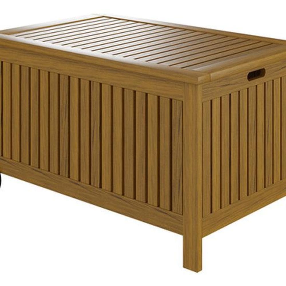 Banco Baú E Carrinho De Madeira Para Jardim 48x53,5 Cm