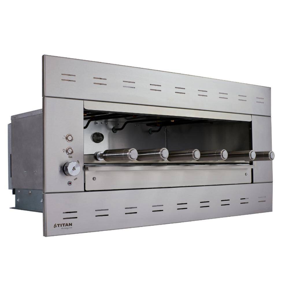 Churrasqueira Elétrica de Embutir Titan Suprema 6 Espetos Giratórios Painel Ventilado 127V