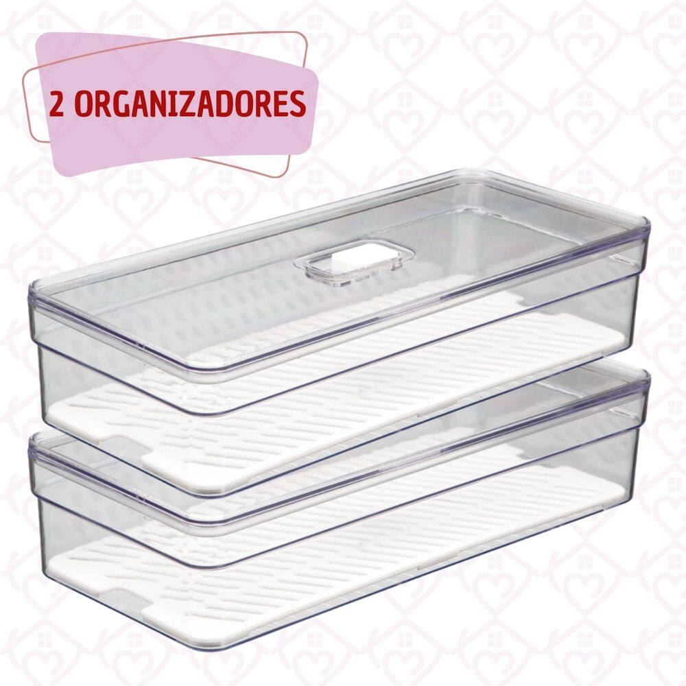 Organizadores Baixo com Tampa e Tela Geladeira Folhas 2 Uni