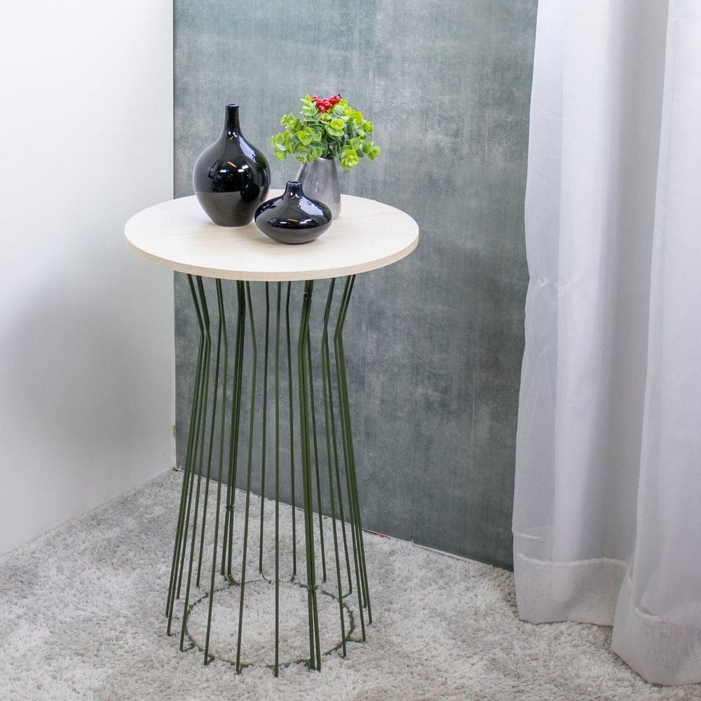 Mesa Lateral Decorativa Cônica 49x75cm Verde Oliva/Legno