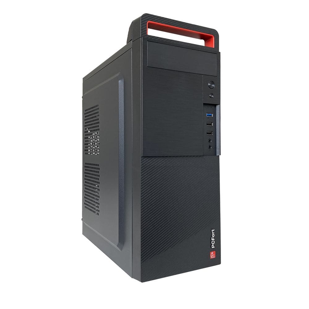 Gabinete Office Pcfort E191 com fonte automática 200W, USB 3.0, Preto