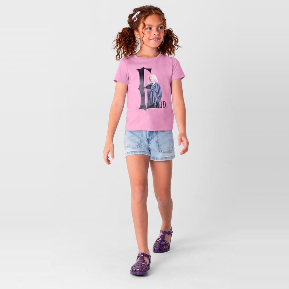 Blusa Wandinha infantil menina em malha Brandili