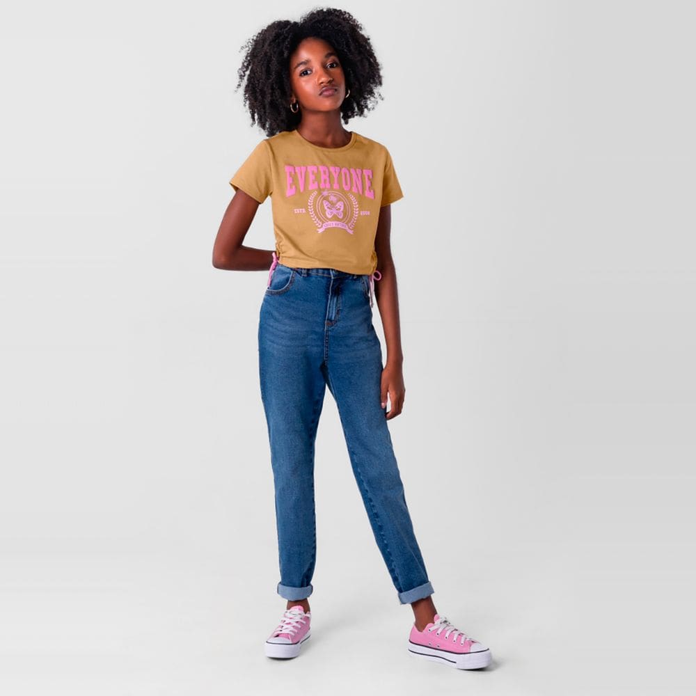 Blusa cropped em cotton infantil menina Young Class