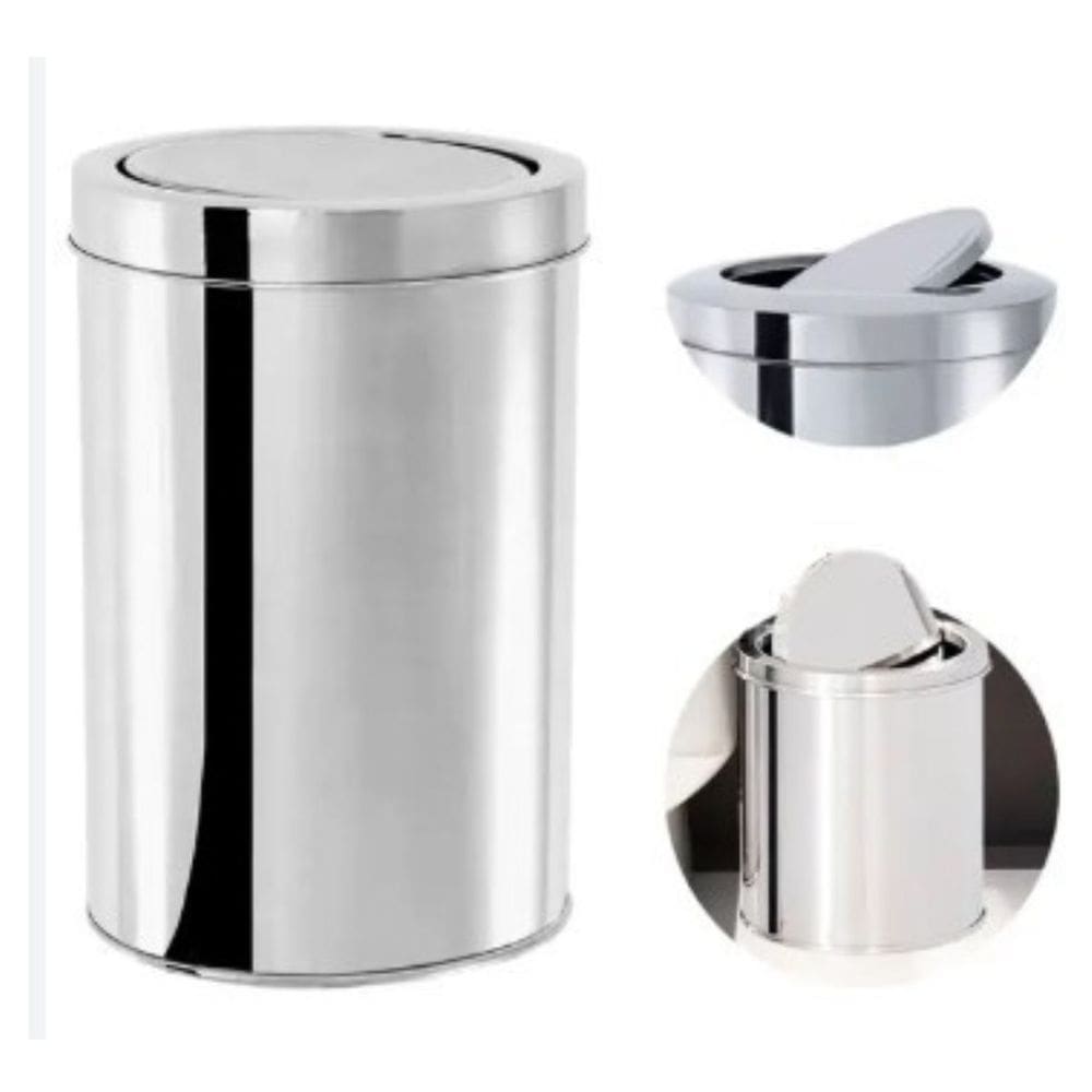 Lixeira Inox Basculante E Balde Removível 5 Litros Cor Cinza