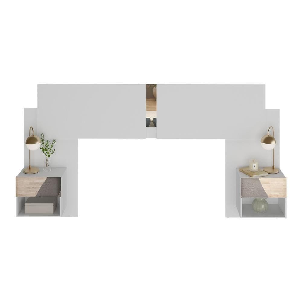 Cabeceira Casal/queen Com Espelhos E 2 Mesas De Cabeceira 232cm Multimóveis Mp4324 Branco Branco