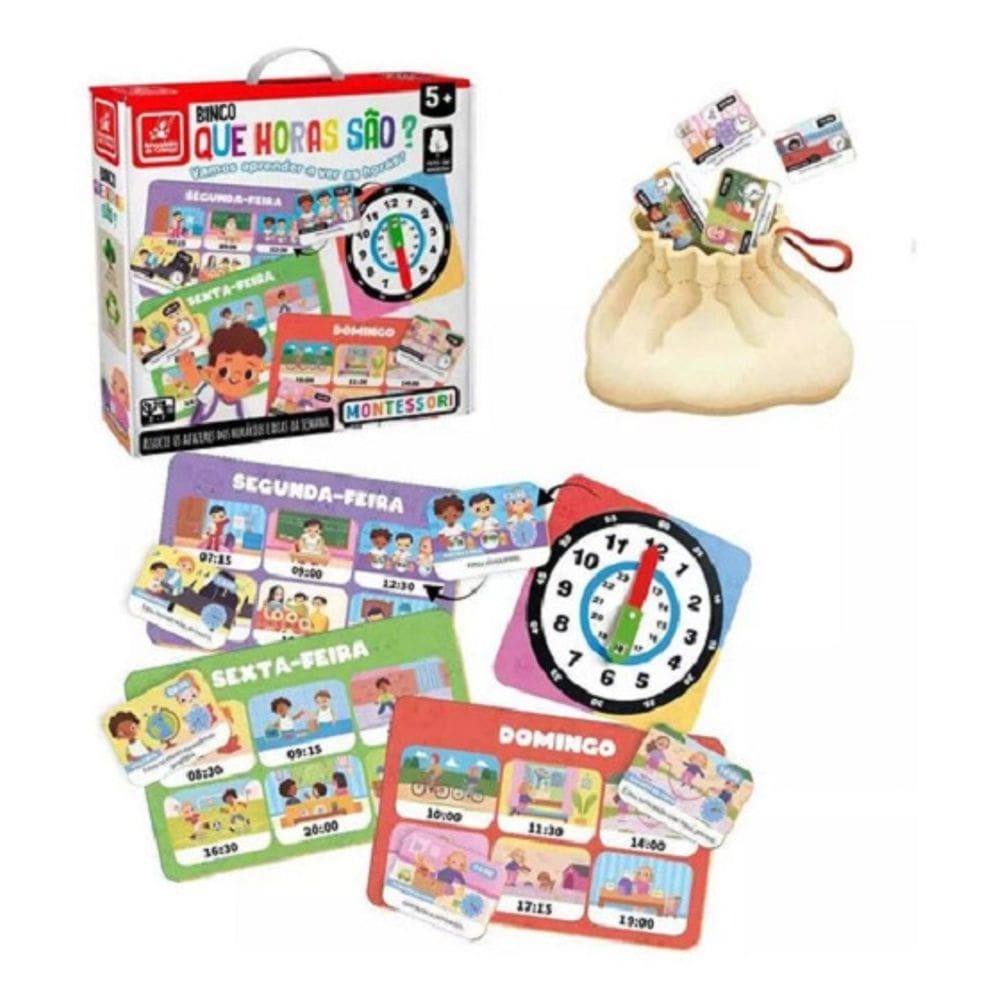 Jogo Bingo Que Horas São Montessori +5 Anos