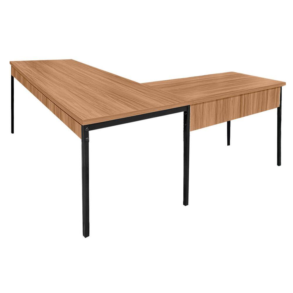 Mesa de Escritório em L Madeira 176x155 Nogal/Preto