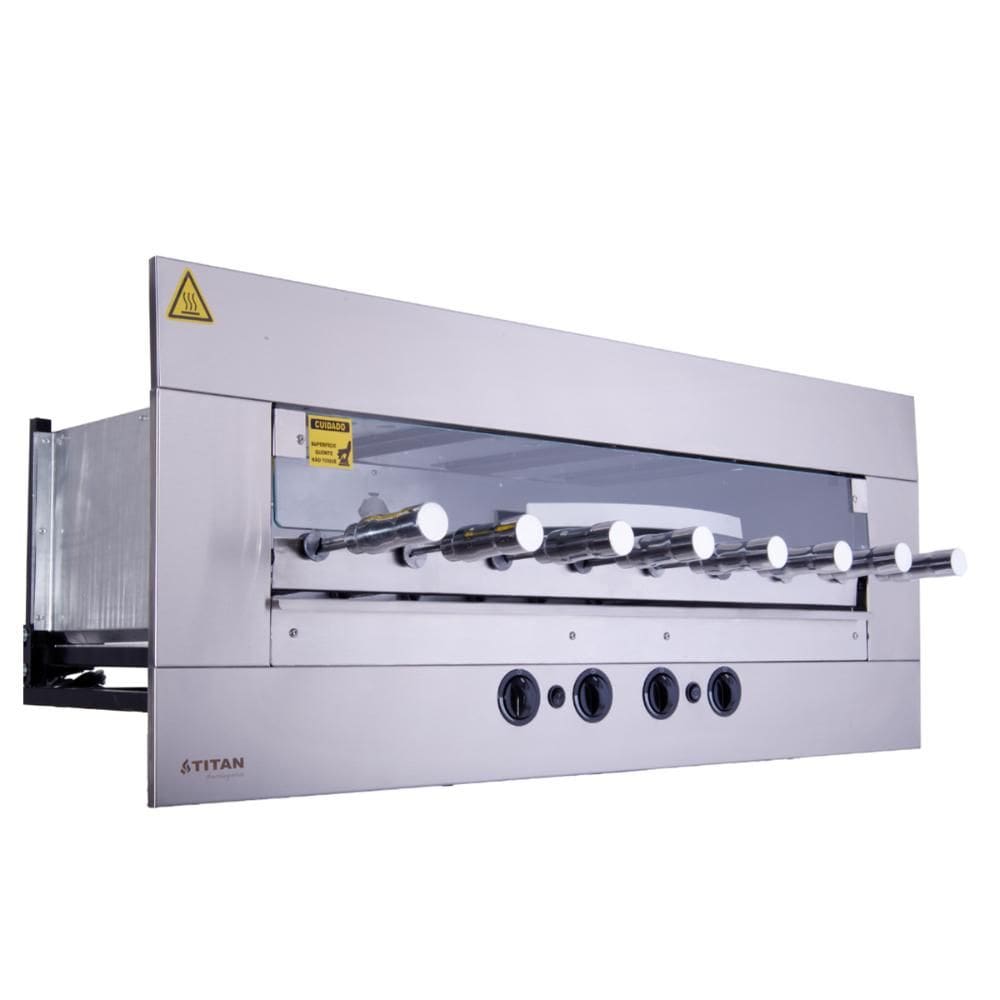 Churrasqueira a Gás de Embutir Titan 8 Espetos Rotativos 127V