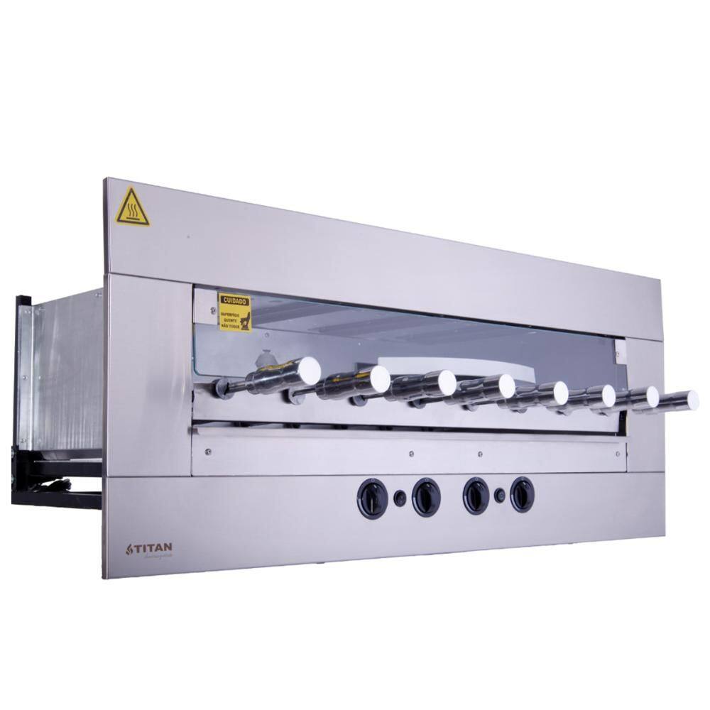 Churrasqueira a Gás de Embutir Titan 8 Espetos Rotativos 220V