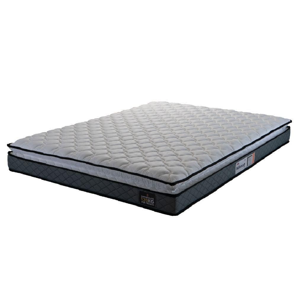 Colchão Casal Queen Espuma D33 Pillow Top Millenium 158x198x19cm Cinza/branco Hellen Cinza/bran