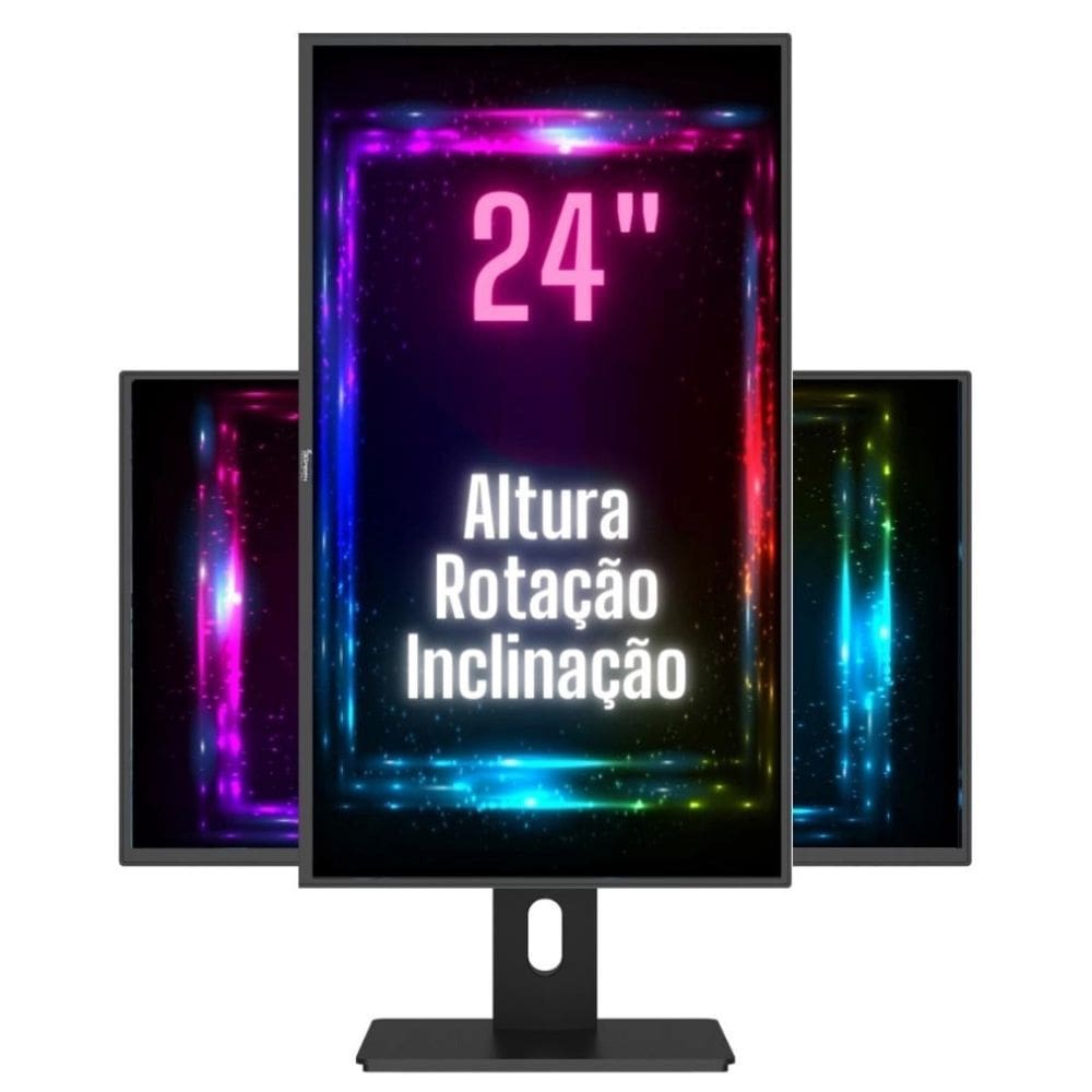 Monitor 24LED Ergonômico Ajuste de altura Rotação 90° 3green