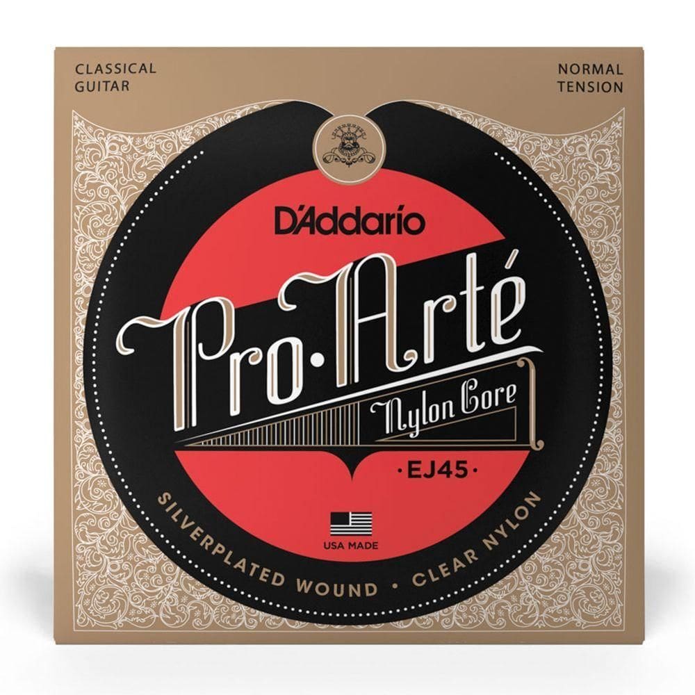 Cordas Para Violão Nylon D Addario Pro-arté Nylon Core Ej45 Prata-transparente