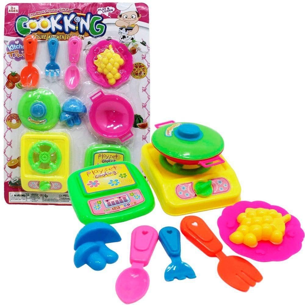 Kit Brinquedo Chefe De Cozinha Panela Fogão Acessórios 10pçs