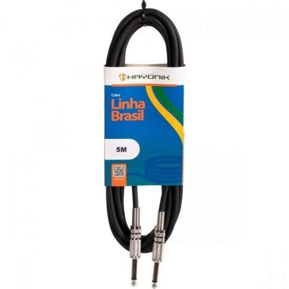 Cabo Para Instrumentos Linha Brasil P10 X P10 5M Preto