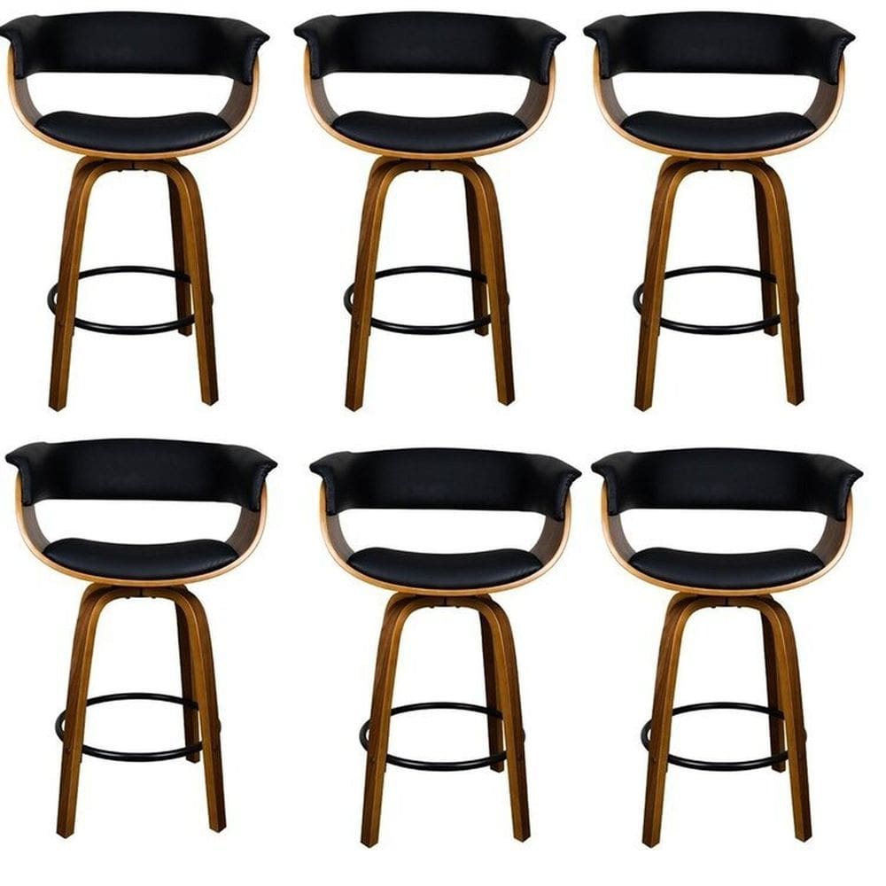 Kit com 6 Banquetas Base Madeira Betim Preto
