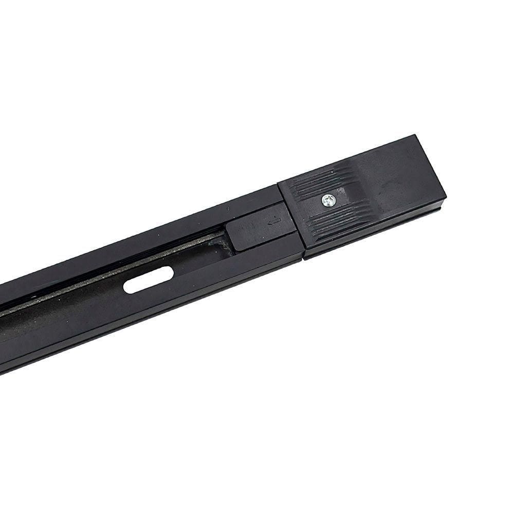 Trilho Eletrificado De Sobrepor Para Spot Nordecor Com 2 Metros Bivolt Preto 6061