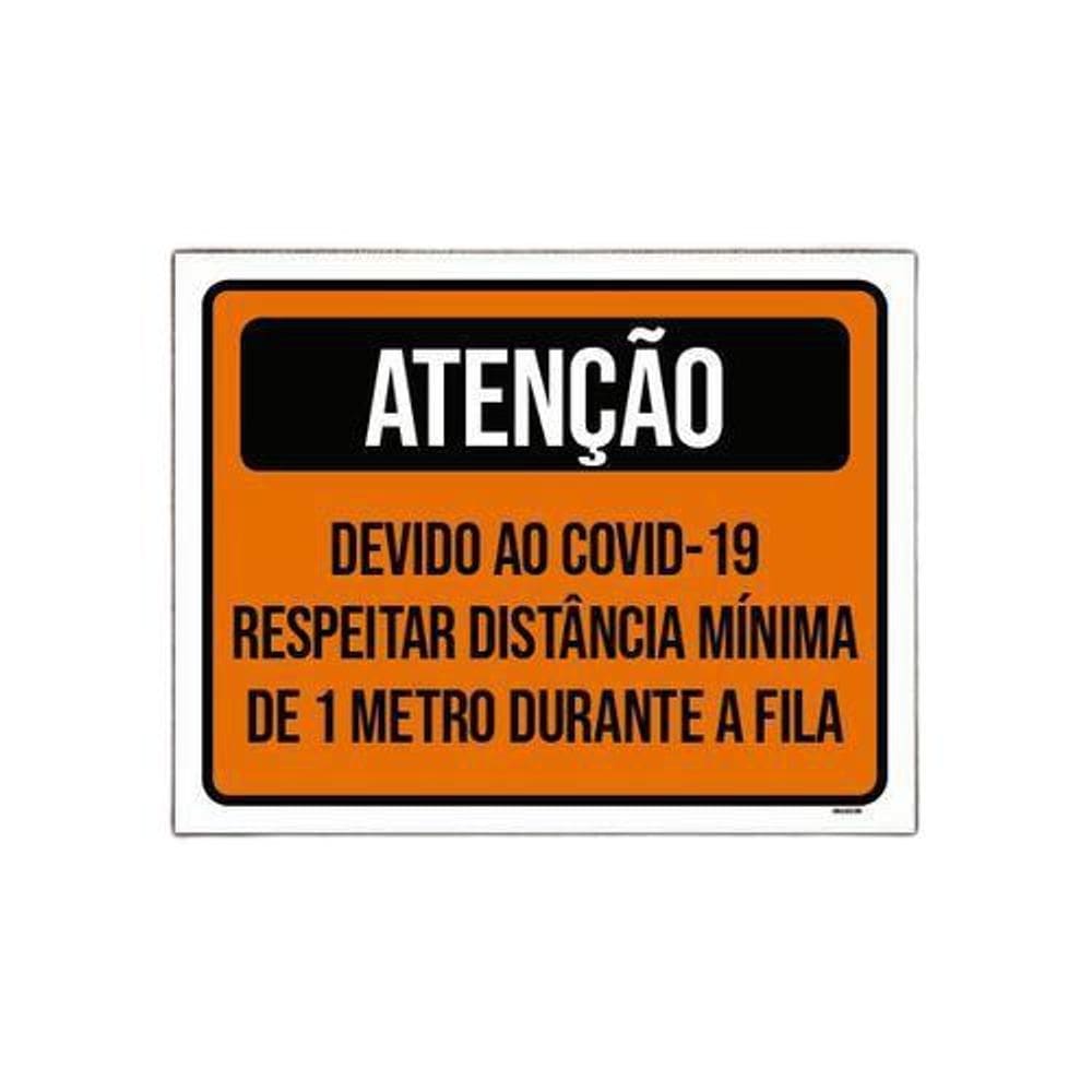 Kit 5 Placas Atenção Respeitar Distância Mínima De 1 Metro