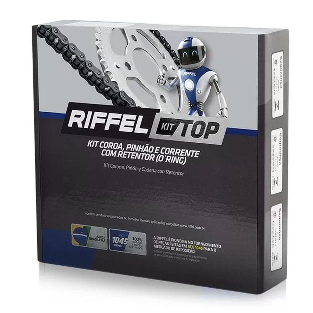 Kit Relação Transmissao Moto Riffel Fz15 2022.. Em Diante Com Retentor