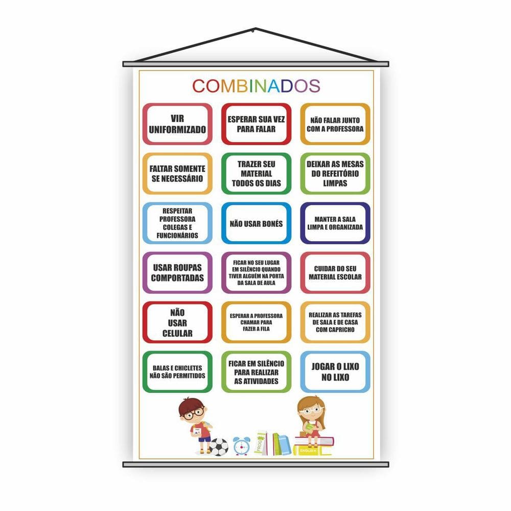 Banner Pedagógico Escolar - Combinados 80X50Cm