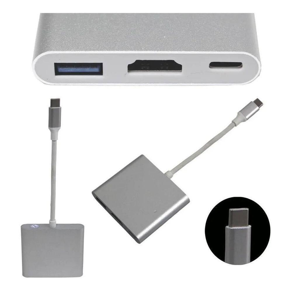 Cabo Adaptador Tipo C Hdmi Usb 3.0 4K Type-C To Hdmi